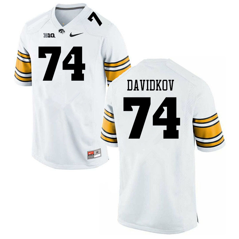 Men #74 David Davidkov Iowa Hawkeyes College Football Jerseys Sale-White